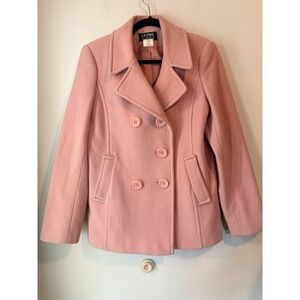 Vintage Levine Classics Wool Pea Coat Double Breasted Pink Size 4 Lined